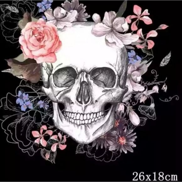 FLORAL SKULL HOODIES Fashionista. Cozy sweatshirt. Handmade - Picture 3 of 3
